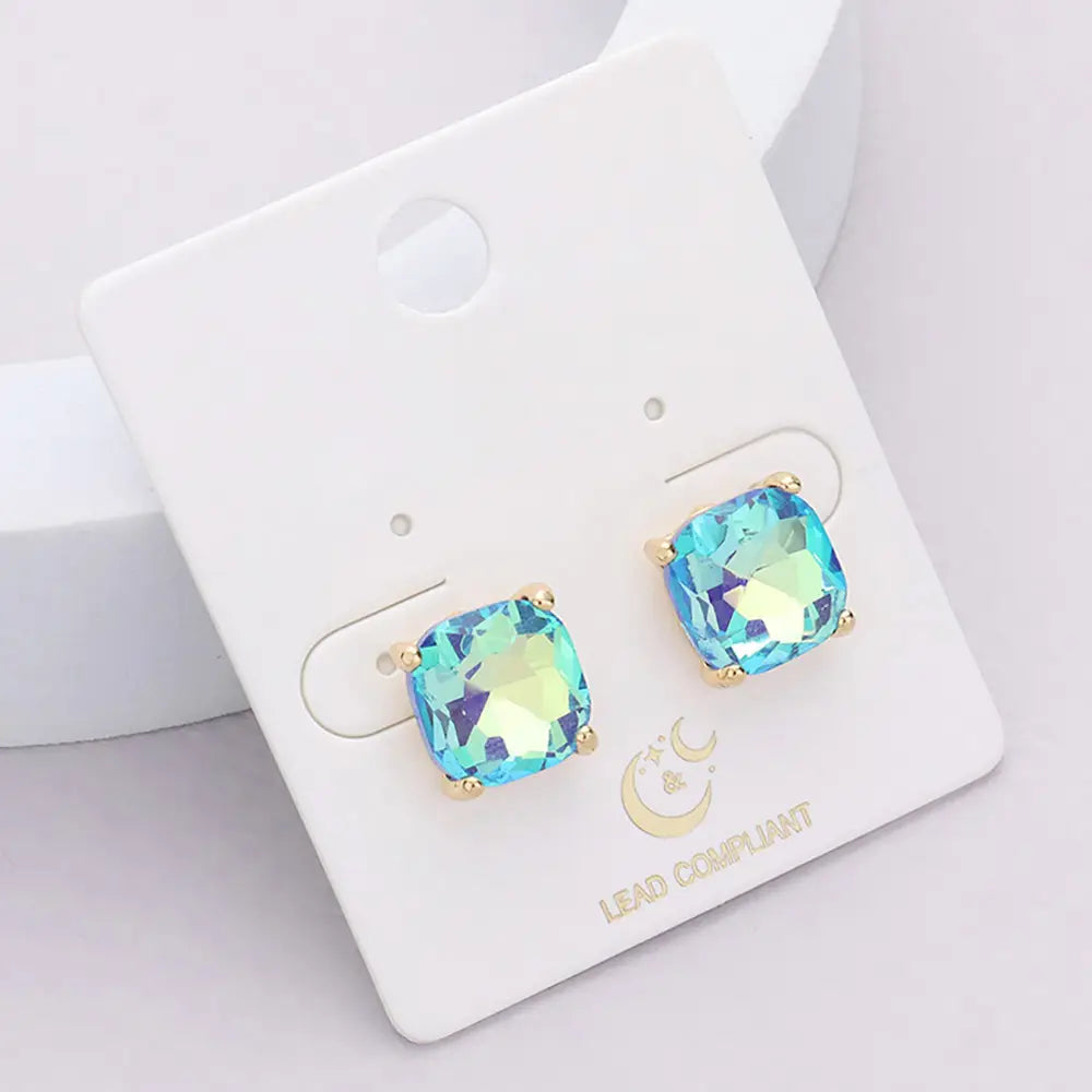 Rounded Stone Earrings - Auqua