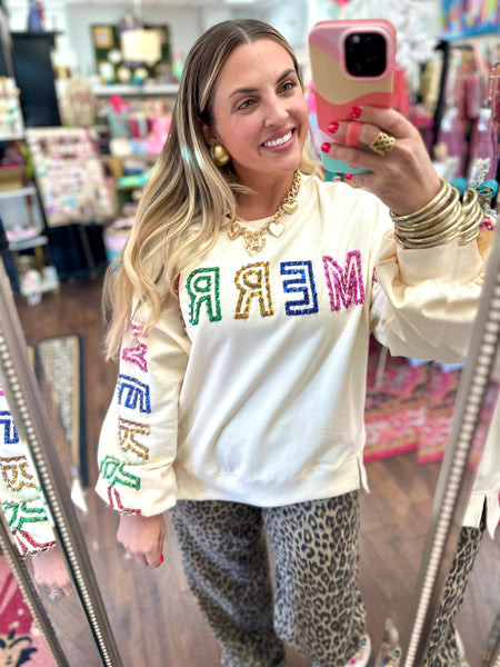 Rhinestone Merry Pullover