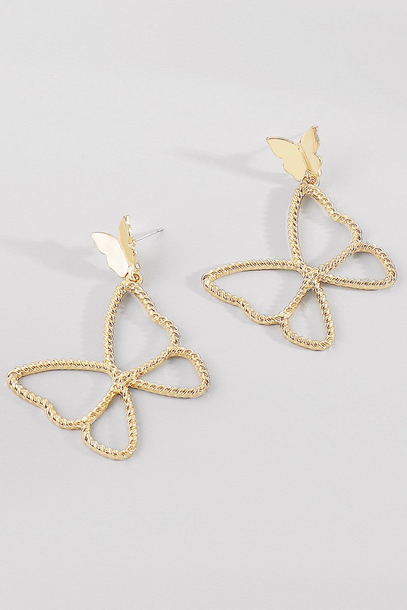 Gold Butterfly Outline Earrings