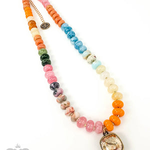 Stone Bead Necklace - Orange