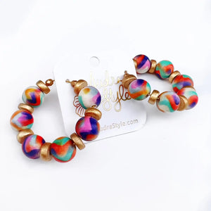 Beaded Hoop Earrings - Fall Chevron