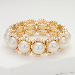 Gold Pearl Stretch Bracelet