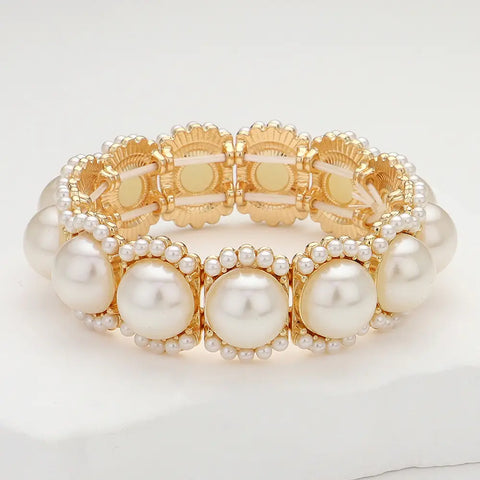 Gold Pearl Stretch Bracelet