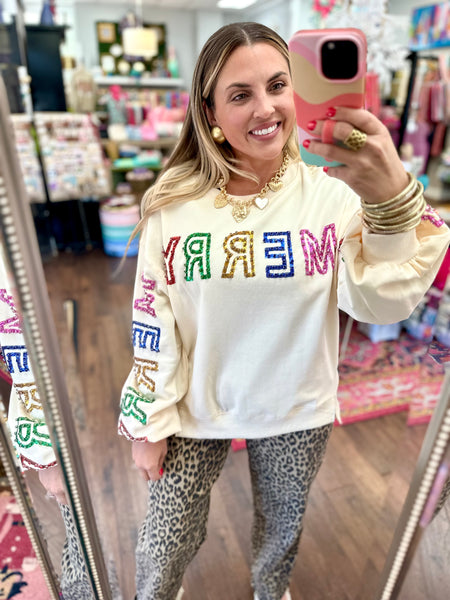 Rhinestone Merry Pullover