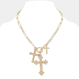 Stone Cross Charm Necklace