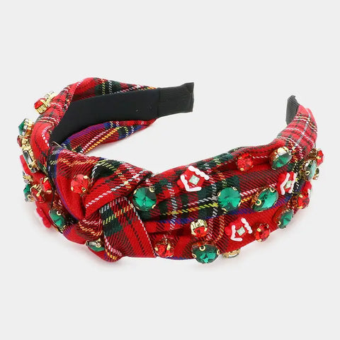 Christmas House Stone Headband - Red