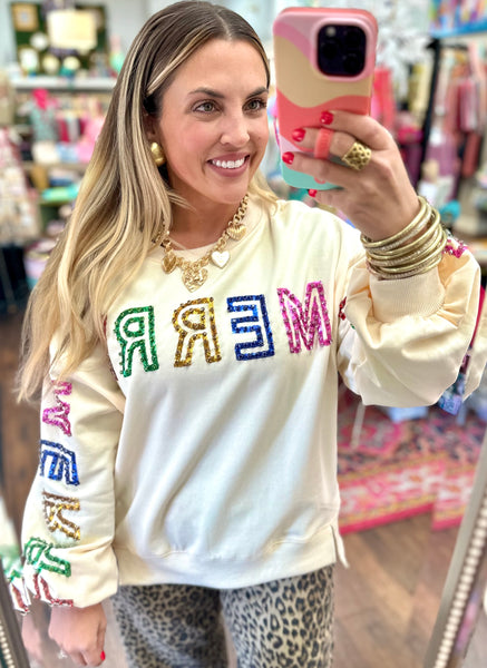 Rhinestone Merry Pullover