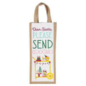 Santa Send Cocktails Wine Tote