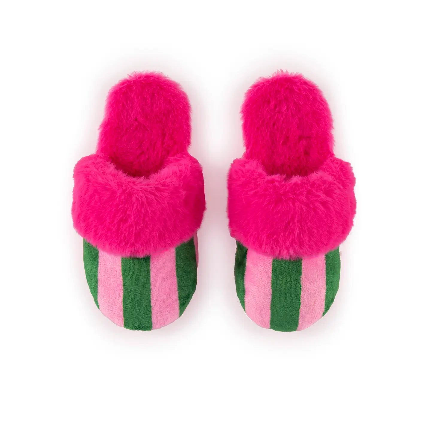 Pink & Green Striped Slippers