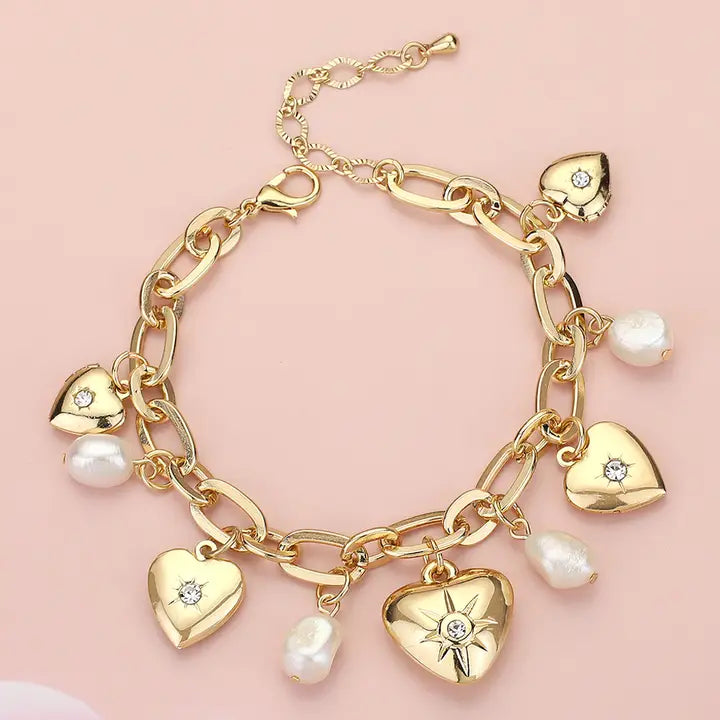 Gold Heart Locket Bracelet