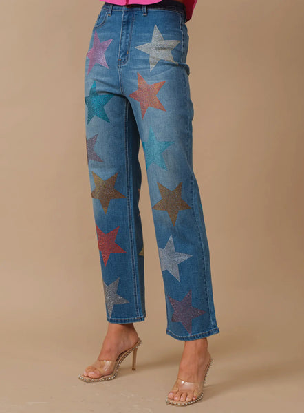 Star Rhinestone Denim Jeans