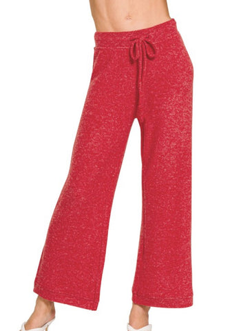 Cropped Soft Pants - Red