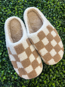 Tan Checkered Slippers