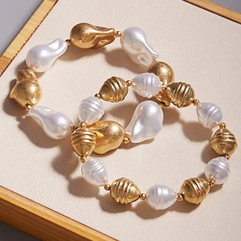 Irregular Pearl Bracelet Set