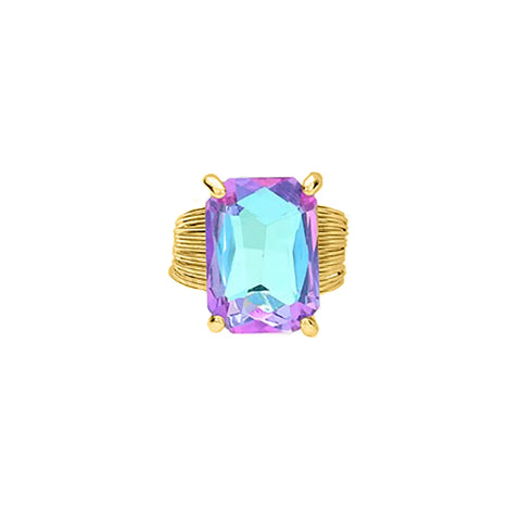 Crystal Adjustable Ring - Lavender