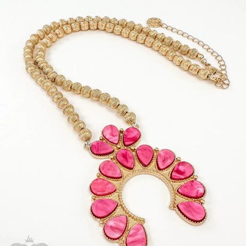 Squash Blossom Necklace - Pink