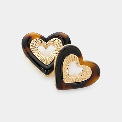 Tortoise Heart Stud Earrings