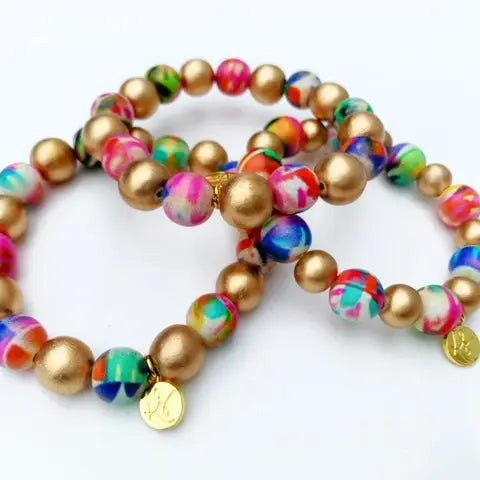 Abstract Gold Beaded Bracelet