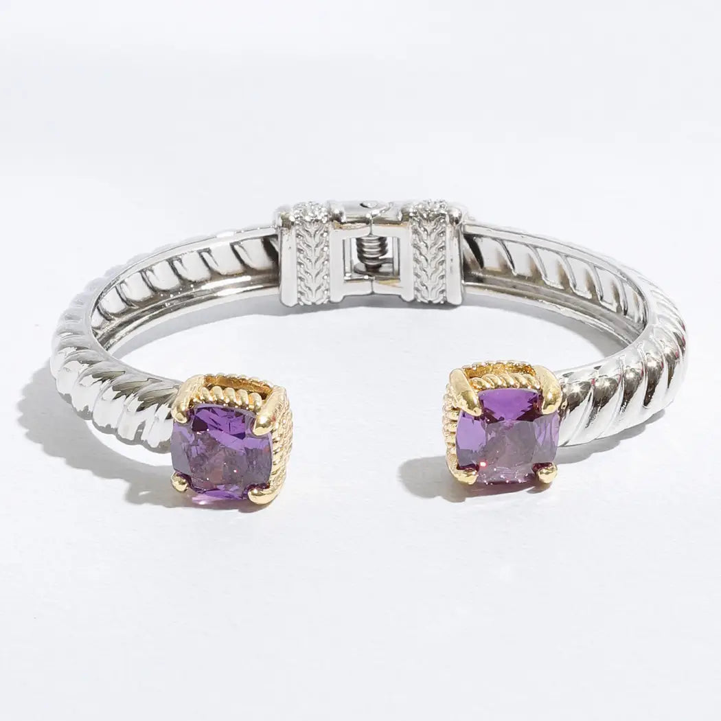 Square Stone Edge Bangle - Purple